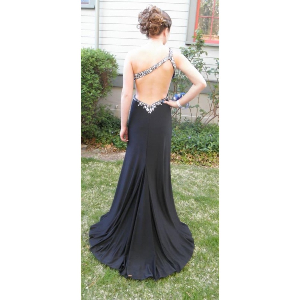 Milano Black Backless Prom Dress